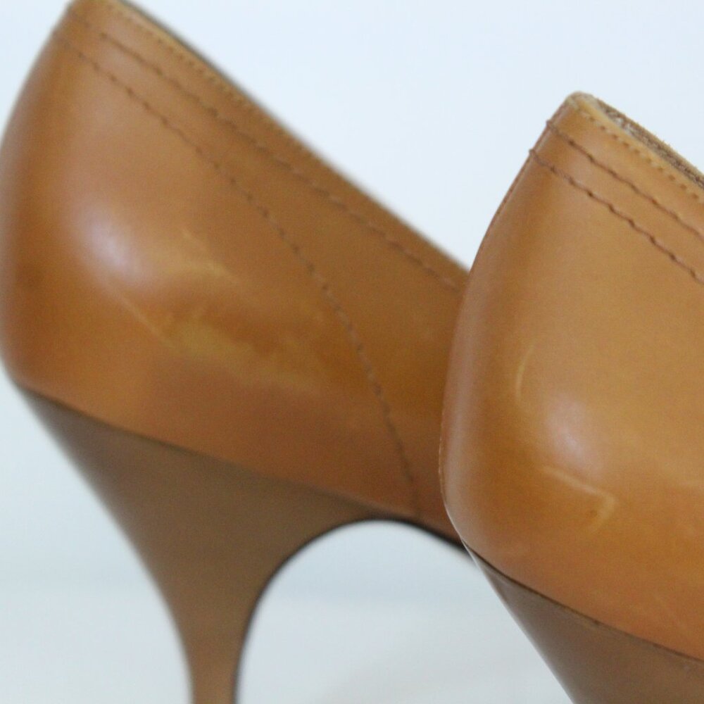 Salvatore Ferragamo Cheyenne Natural Calf Heels 9.5B w/ Box Y2K - Picture 9 of 12